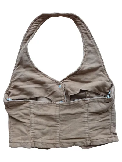 Mexx Damen Pullunder Weste Gr. 36 Beige Baumwolle Knopfleiste Casual