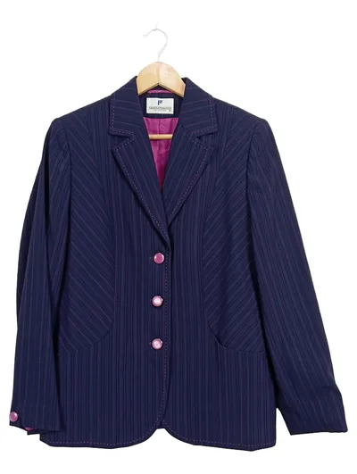 FRANK WALDER Damen Blazer Gr. 40 Blau Nadelstreifen Business Sakko