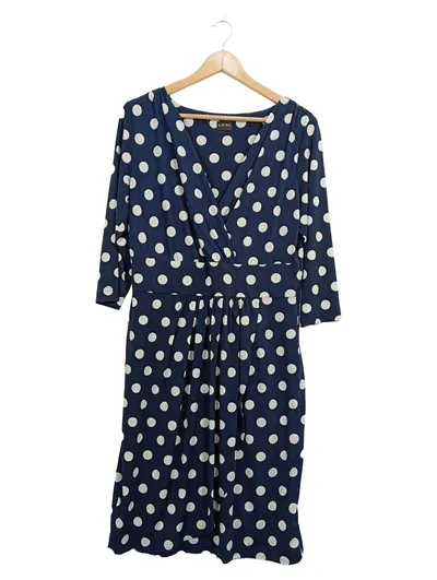 SWING Damen Wickelkleid Gr. 44 Blau Weiß Polka Dots Punkte Midikleid