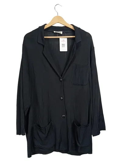 KATHLEEN MADDEN Strickjacke Damen Gr. 40/L Schwarz Rippstrick Casual Viskose