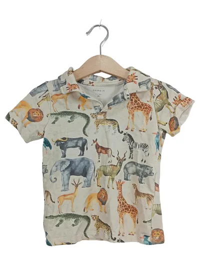 NAME IT Kinder Poloshirt Kurzarm Tiermotiv Freizeit Gr. 86 Mehrfarbig