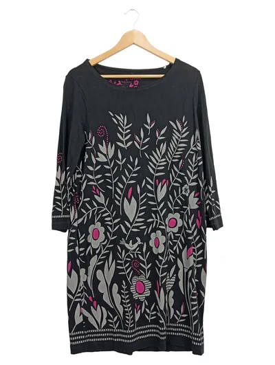 Gudrun Sjöden Damen Freizeitkleid Blumenmuster Gr. 38 Schwarz Casual