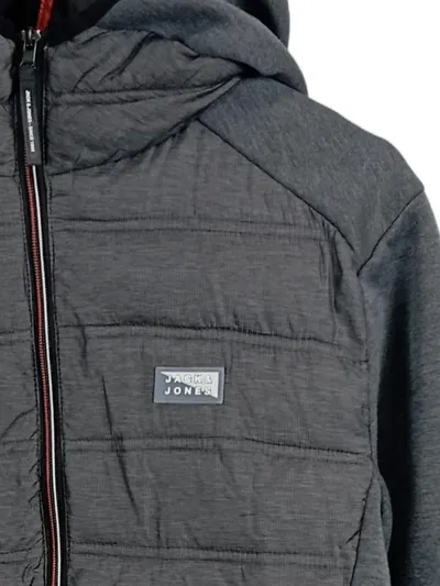 Jack & Jones Herren Hybrid Steppjacke Kapuze Grau Gr. S