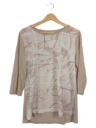 Betty Barclay Damen Langarmshirt Gr. 40/L Beige Casual Abstrakt