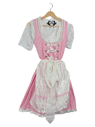 Herzensschatz Dirndl Trachtenkleid Damen Gr. 38 Pink Kariert Festlich