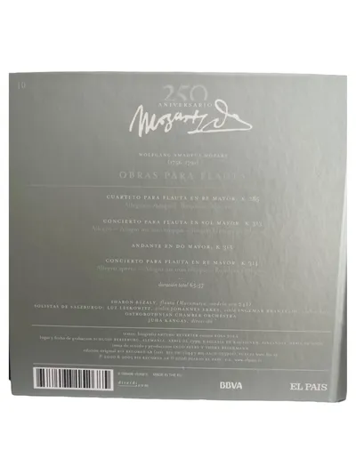 El País Mozart Obras para Flauta Querflöte Klassik Sammlung Kunststoff Grau