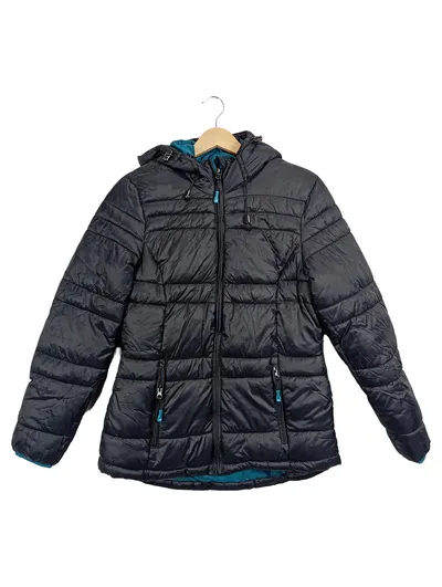 NORDCAP Damen Steppjacke mit Kapuze Gr. 38 Schwarz Outdoor