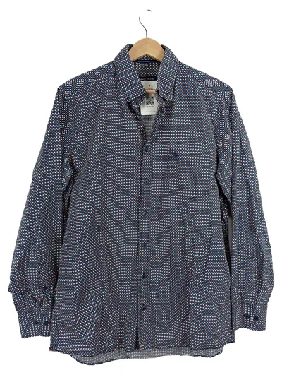 CASAMODA Herren Freizeithemd Comfort Fit Gr. M/50 Blau Geometrisch