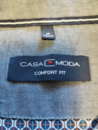 CASAMODA Herren Freizeithemd Comfort Fit Gr. M/50 Blau Geometrisch
