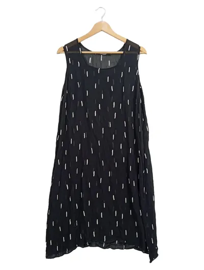 Gudrun Sjöden Damen Freizeitkleid Gr. 40 Schwarz weißes Muster Viskose