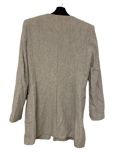 ZARA BASIC Damen Leichter Mantel Gr. 42/XL Grau Fischgrätenmuster Reißverschluss