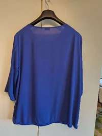 Atelier Goldner Schnitt Damen Bluse Gr. 48 Blau Plissee Business 2
