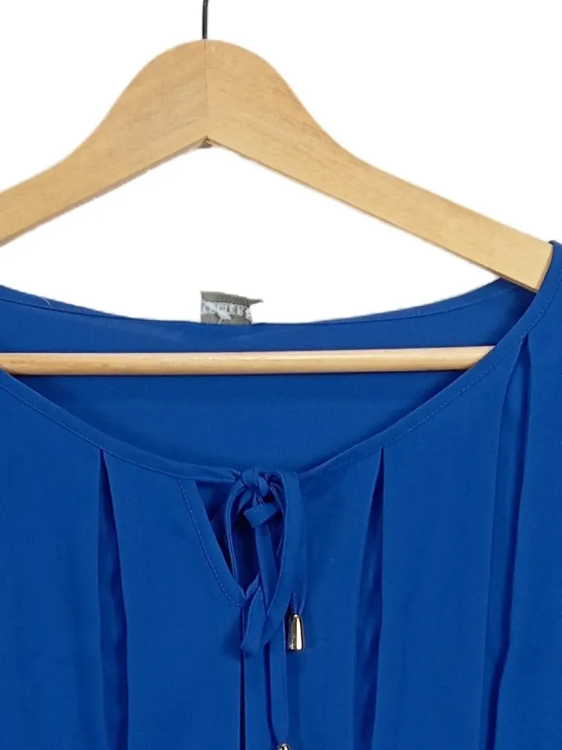 Atelier Goldner Schnitt Damen Bluse Gr. 48 Blau Plissee Business 3