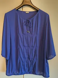Atelier Goldner Schnitt Damen Bluse Gr. 48 Blau Plissee Business 4