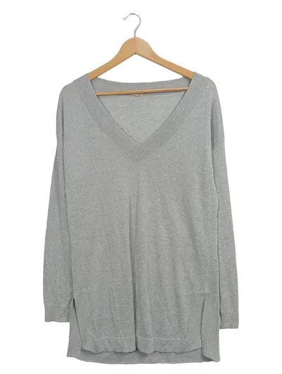 ESQUALO Damen Pullover Langarm V-Ausschnitt Grau Glitzer Gr. 36/S