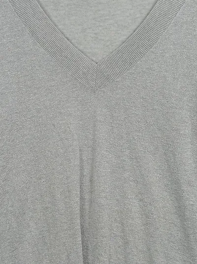 ESQUALO Damen Pullover Langarm V-Ausschnitt Grau Glitzer Gr. 36/S