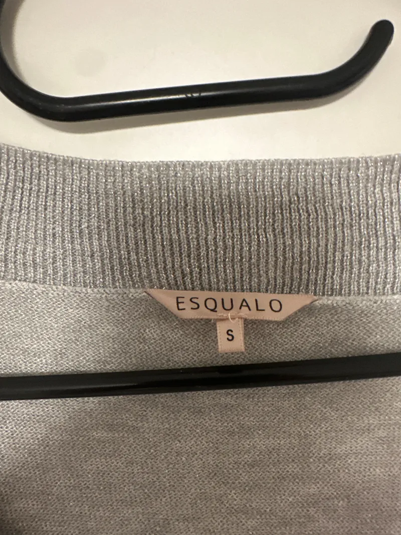 ESQUALO Damen Pullover Langarm V-Ausschnitt Grau Glitzer Gr. 36/S 5