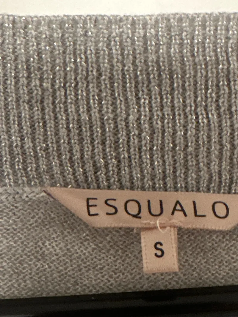 ESQUALO Damen Pullover Langarm V-Ausschnitt Grau Glitzer Gr. 36/S 6