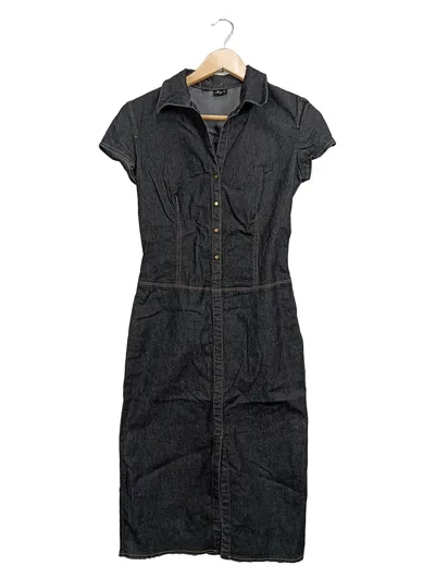 MNG Jeanskleid Damen Gr. 36/S Blau Casual Jeans Hemdblusenkleid Midi