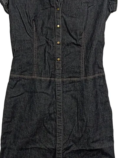 MNG Jeanskleid Damen Gr. 36/S Blau Casual Jeans Hemdblusenkleid Midi