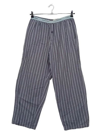 Calvin Klein Herren Schlafhose Pyjamahose gestreift Gr. M Baumwolle Grau