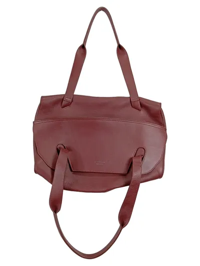 STRENESSE Damen Henkeltasche Bordeaux Leder Business Made in Italy
