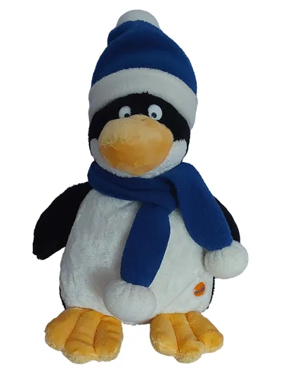 Bambia Pinguin Kuscheltier mit Mütze Schal Baby Plüschtier Mehrfarbig 30cm