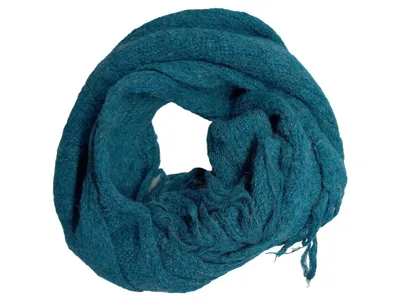 Deerberg Schal Damen Alpaka Petrol 200x24 cm Fransen Meliert Casual