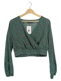 Even & Odd Damen Langarmshirt Blumen Spitze Grün Gr. 38 M Casual Viskose 1