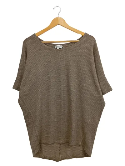 Apricot Damen Pullover Oversized Strukturmuster Kurzarm Beige Gr. 38 M