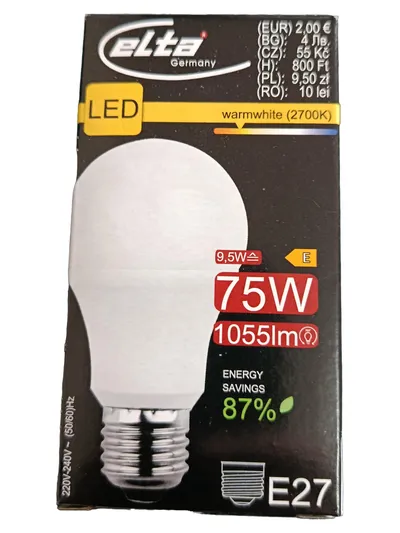 Elta Germany LED Lampe E27 9,5W 1055lm 2700K Warmweiß 75W Ersatz