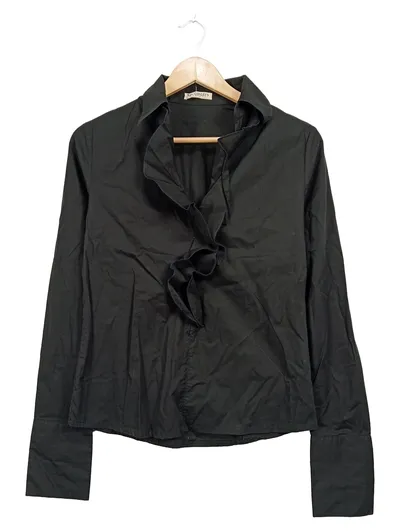 CONLEY'S Damen Bluse Gr. 36 Schwarz Rüschen Stehkragen Elegant