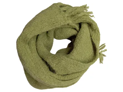 Deerberg Schal Damen Alpaka Grün Fransen 200x26 cm Winterschal