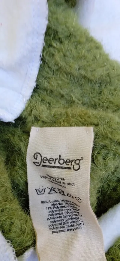 Deerberg Schal Damen Alpaka Grün Fransen 200x26 cm Winterschal