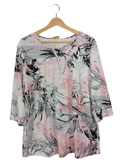Atelier GS Damen T-Shirt Mehrfarbig Blumenmuster Gr. 48/4XL