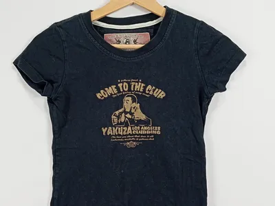 Yakuza Damen T-Shirt Come to the Club Schwarz Gold Print Gr. S