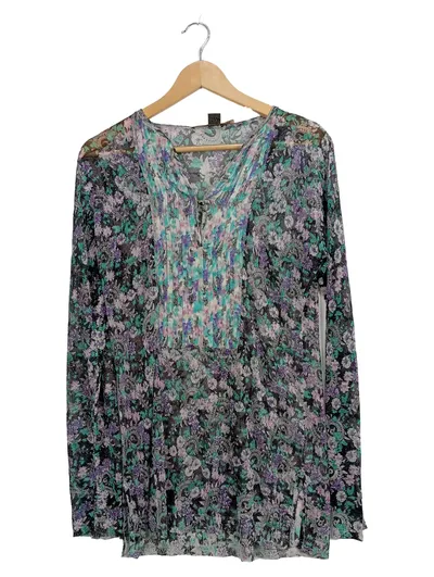 Roberto Cavalli Damen Bluse Gr. 42 Floral Boho Langarm Mehrfarbig