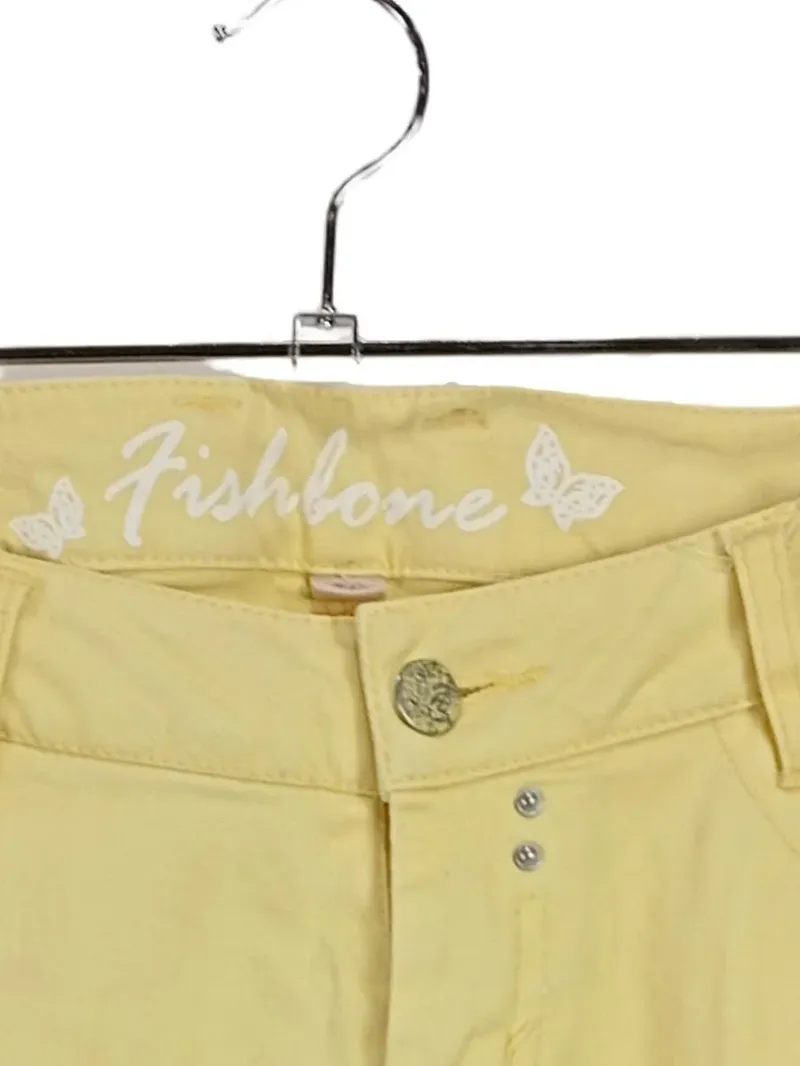 Fishbone Damen Capri Stoffhose Gelb Gr. W28/36 Baumwolle Stretch 2