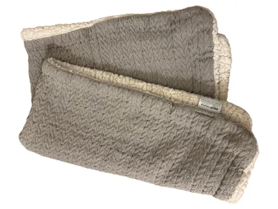 INUP Home Wohndecke Grau Strickmuster Fellbesatz Baumwolle 87x50 cm