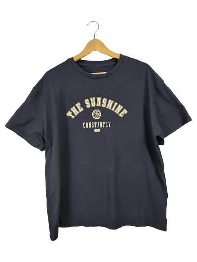 Dazy Damen T-Shirt Gr. 40/L Blau Casual mit Schriftzug