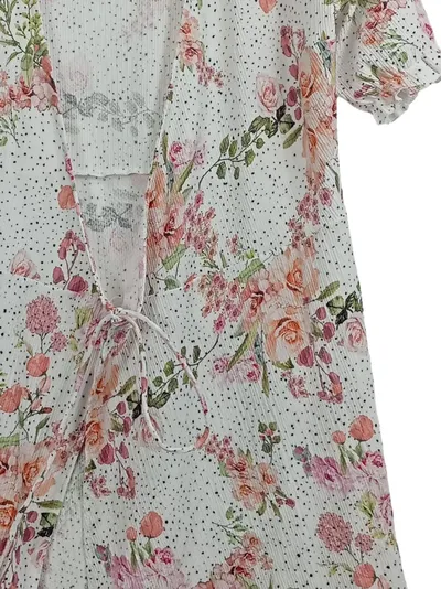 Mohito Damen Strickjacke S 36 Blumenmuster Punkte Mehrfarbig Kurzarm