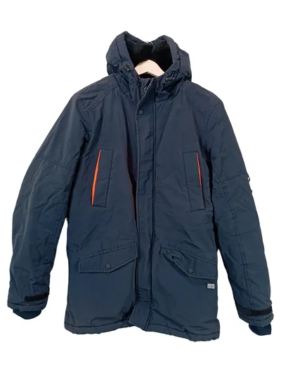 Cars Jeans Herren Winterjacke Parka Kapuze Blau Gr. M Freizeit Alltag