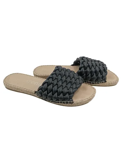 Macarena Damen Pantoletten Espadrilles Gr. 40 Schwarz Casual Geflochten