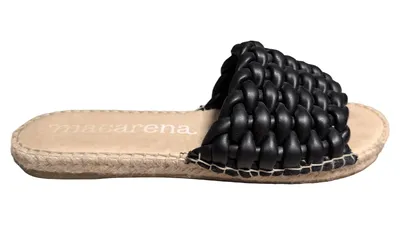 Macarena Damen Pantoletten Espadrilles Gr. 40 Schwarz Casual Geflochten