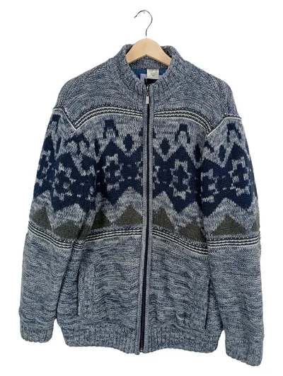 Babista Herren Strickjacke Blau Norwegermuster Gr. 48/M