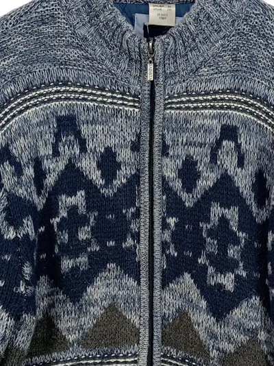 Babista Herren Strickjacke Blau Norwegermuster Gr. 48/M