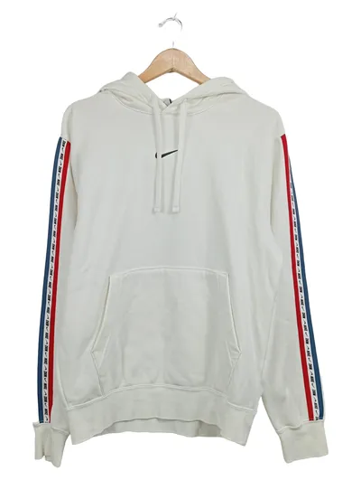 Nike Hoodie Herren Gr. S Weiß Kapuzenpullover Logo Tape Streifen