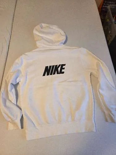 Nike Hoodie Herren Gr. S Weiß Kapuzenpullover Logo Tape Streifen