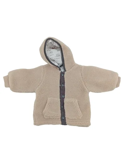 Feetje Baby Fleecejacke Kinder Gr. 68 Beige Kapuze Tiermotiv Kuscheljacke