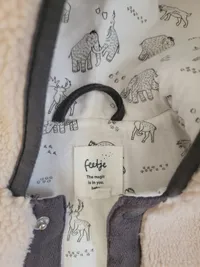 Feetje Baby Fleecejacke Kinder Gr. 68 Beige Kapuze Tiermotiv Kuscheljacke 5